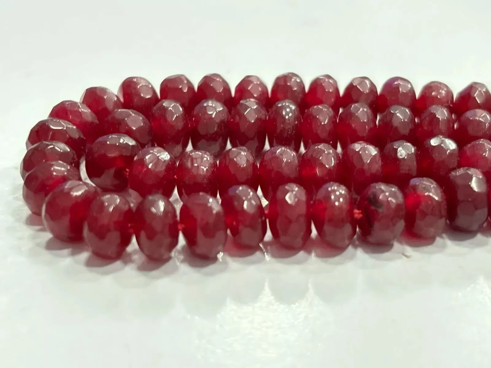 

NATURAL RUBY QUARTZ RONDELLE FACETED 6-6.5MM LOOSE GEMSTONE BEADS 18" 1 NECKLACE