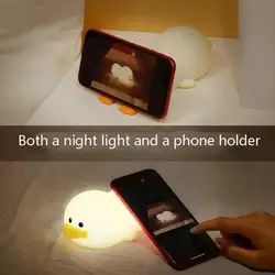 Silicone Duck Lamp para crianças, regulável, controle de toque, suave berçário Nightlight, recarregável, bonito, 30, 60