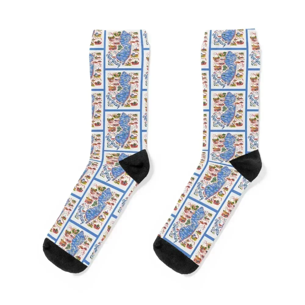 

Vintage New Jersey Map Socks cute sport Heating sock Hiking boots Man Socks Women's
