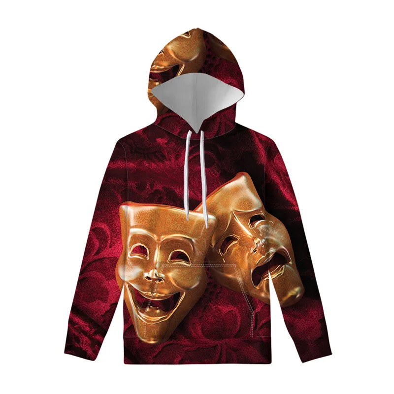 Creative Theater Stage 3d Print Hoodie Men Women Spring Autumn Hoody Long Sleeve Loose Hoodies Cosplay Mask Pullover Swearshirts