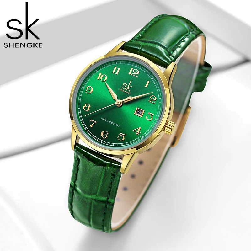 Shengke Elegant Women's Watches Top Sales Womans Quartz Wristwatches Leather Strap Ladies Dress Clock Wrist for montre femmes