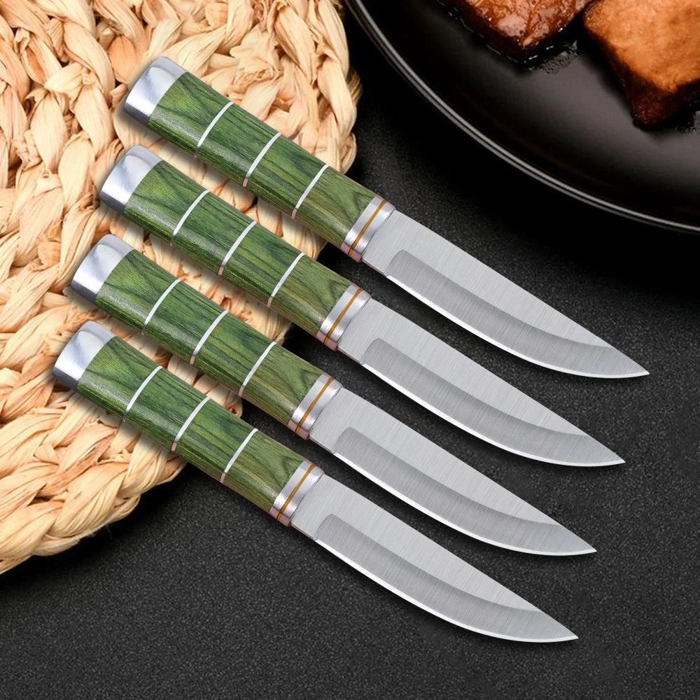 Stainless Steel 2/4/6/8Pcs Steak Knife Meat Cleaver Bamboo Shape Knife Barbecue Slices Mongolia High-end Fruit Paring Knife