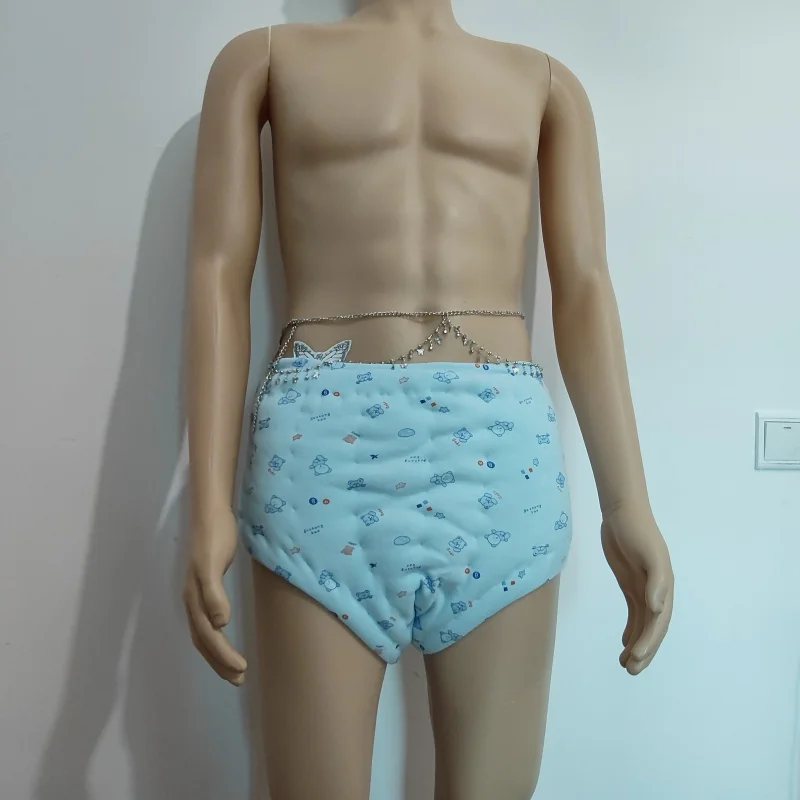 

Плотное хлопковое нижнее белье ручной работы ABDL, детские подгузники для взрослых, трусы DDLG с мультяшным принтом, многоразовые дышащие мягкие трусы для пар