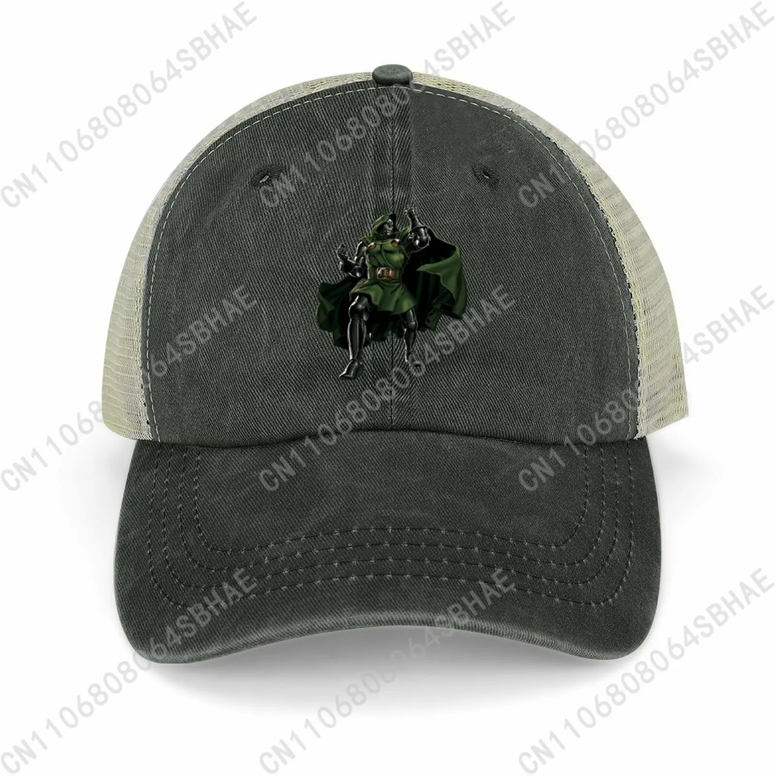 

Marvel Doctor Doom Mesh Cowboy Hat Hollow Ventilated Summer Cap Men Women Outdoor Sun Hat Adjustable Strap Custom Cosplay