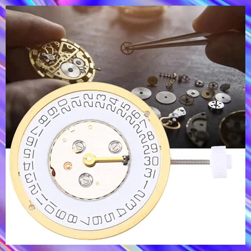 

A24U 2X кварцевые часы, аксессуары, 6 драгоценных камней для ISA 220, часы с механизмом, дата в 3 часа, одинарный календарный механизм