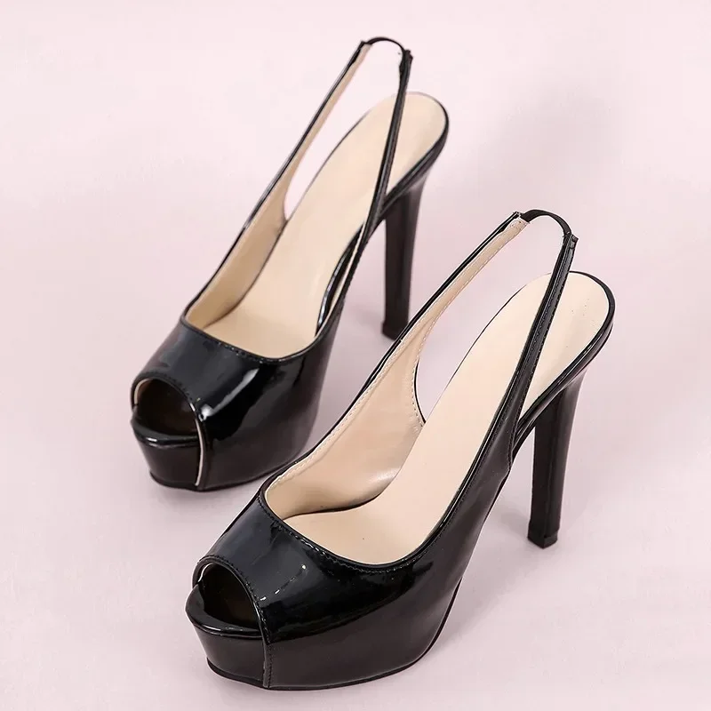 New Women\'s Pumps Stilettos 14CM Platform Super High Heels Sexy Open Toe Sandals Gladiator Party Dress Women Shoes Large Size 44