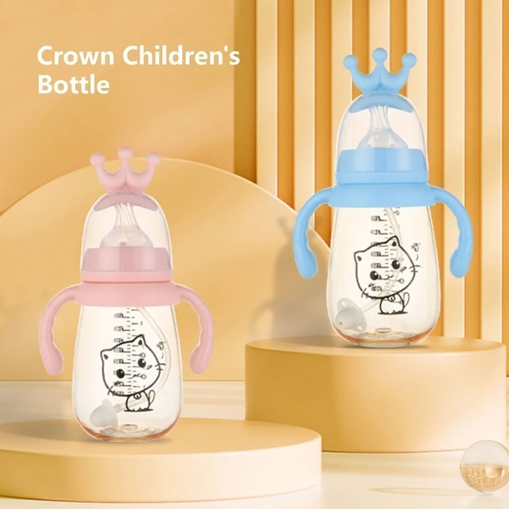 

Cartoon Pattern 300ML PPSU Baby Bottle with Handle and Straw, Anti-drop and High Temperature Resistant