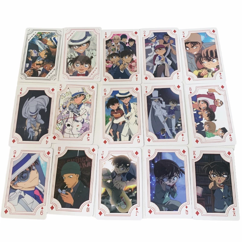 Detective Conan Playing Cards Anime Figure Conan Kawaii Collection Poker Cute HD Print Playing Card Kids Toys Puzzle Props Gifts