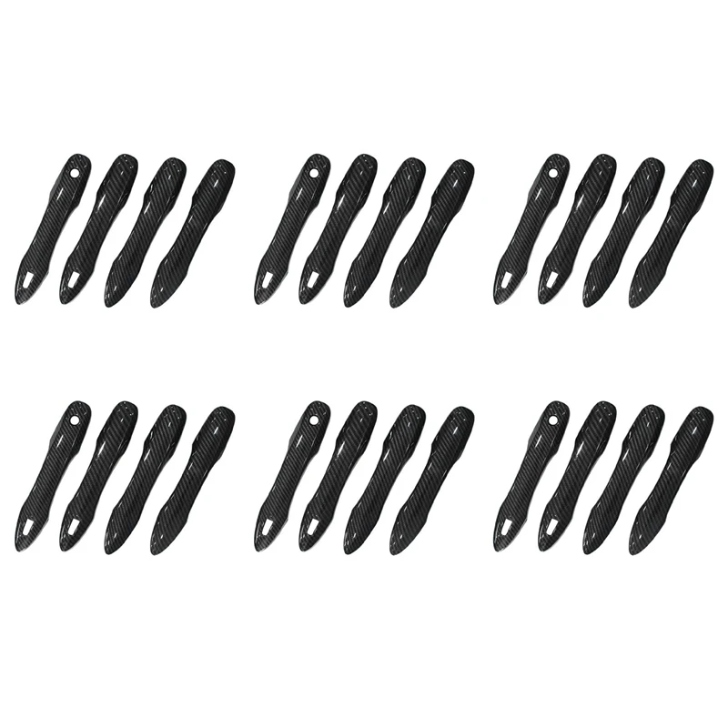 24Pcs Side Carbon Fiber Exterior Outside Outer Door Handle Cover Trim For Toyota Camry Corolla Prius 2018-Up