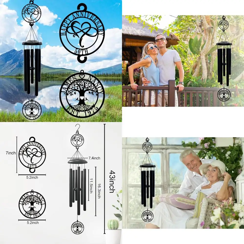 

golden 50th anniversary wind chime - personalized gift for parents' special day