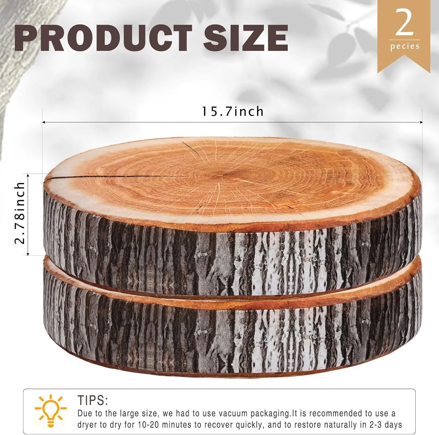 3D Decorative Round Pillows, Cosy Wooden Log Design, Perfect Round Cushion for Home Decoration, Add Fun to Sofa, Sofa Bed