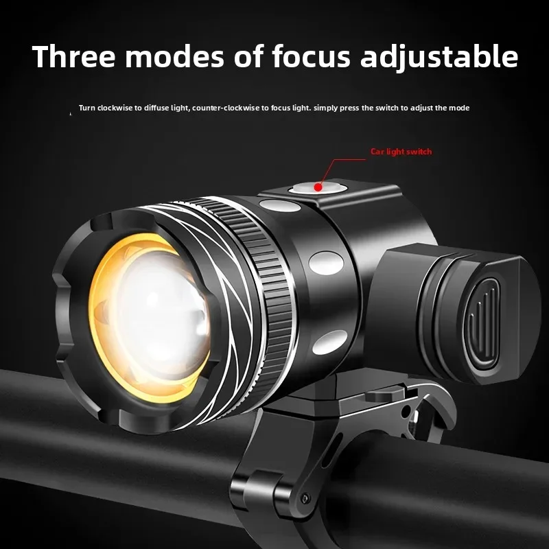 Adjustable Zoom Bike Headlight - USB Rechargeable LED Front Light for Safe Cycling