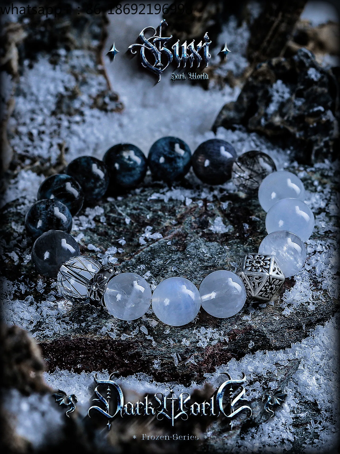 [Ice Trace] Natural White Ghost Crystal Bracelet Male Devil Blue Ocean Sapphire Bracelet
