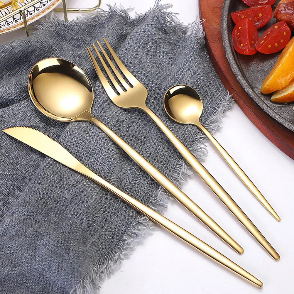 

12Pcs Stainless Steel Cutlery Set Steak Knife Fork Spoon Household Tableware Simple Style Western Flatware Kitchen Party Dining