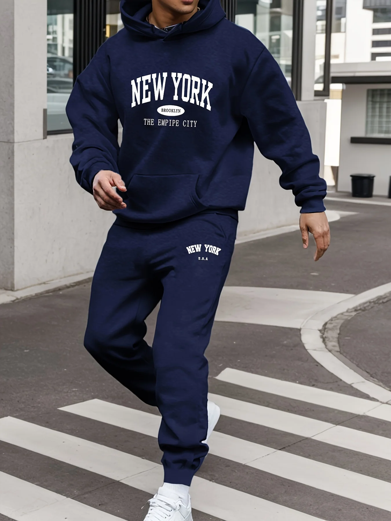 Men's sportswear set letter print spring and autumn hooded sweatshirt set long-sleeved casual comfortable pocket hooded jacket