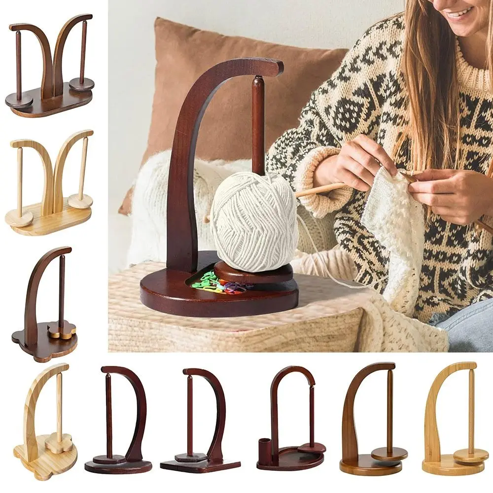 Wooden Yarn Holder Rotatable Magnetic Levitation Wool Yarn Winder Handmade Crocheting Yarn Ball Storage Rack