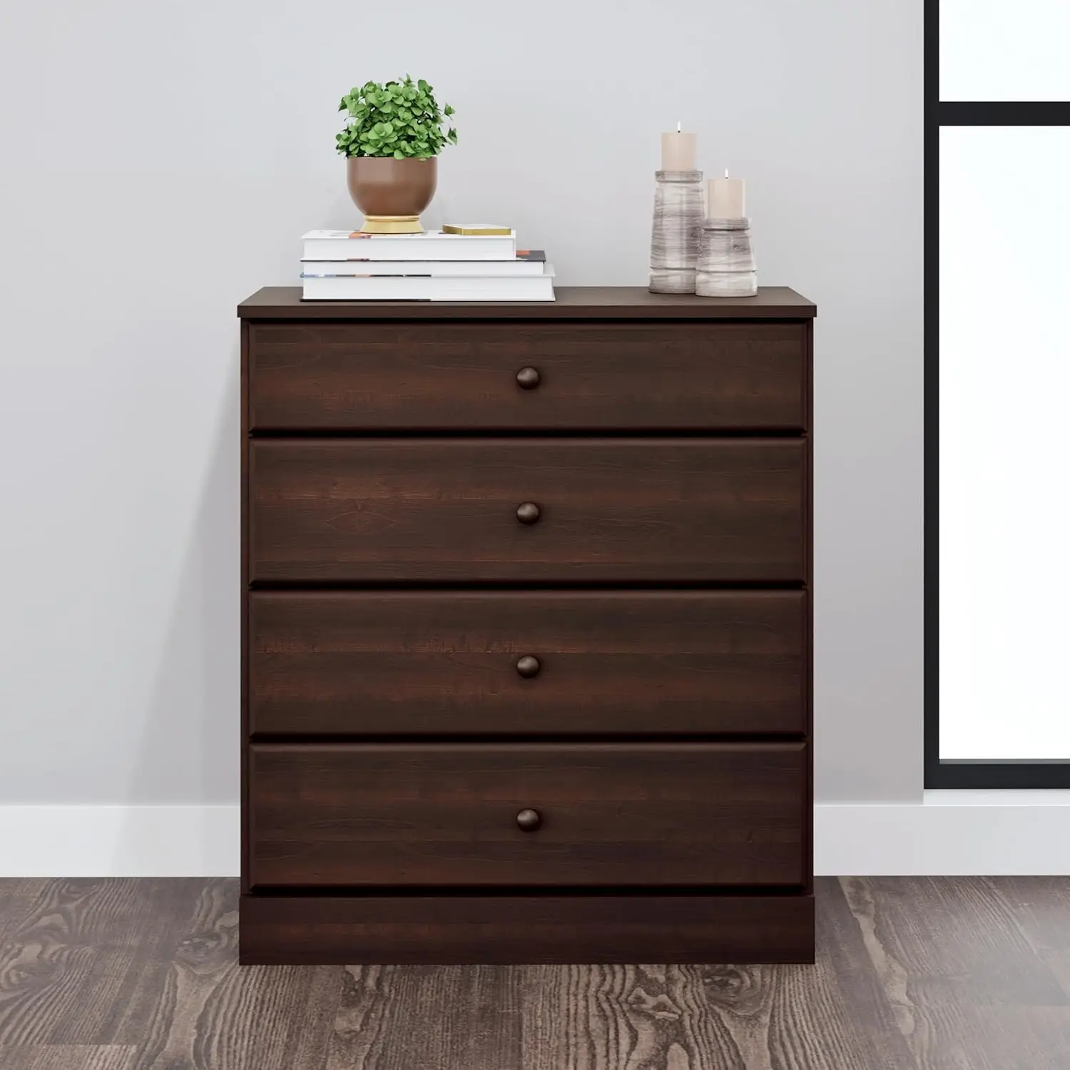 Simplistic 4-Drawer Dresser for Bedroom, Functional Bedroom Dresser Chest of Drawers 16