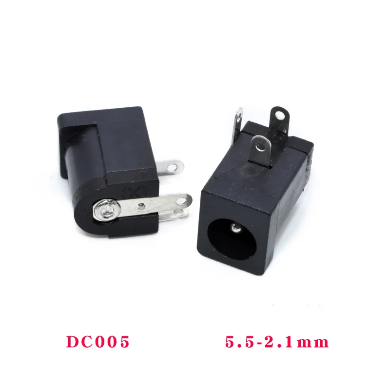 10Pcs DC-002 DC-005 3.5*1.3mm 5.5*2.1mm/2.5mm Black DC Power Jack Socket Connector DC002 DC005 Male/Female Socket DC Male Plug