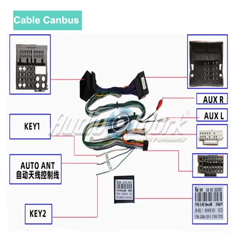 For BENZ C200 C180 Keep Original Car CD Wiring Harness Power Cable Adapter Plug & Play Stereo InstallationRadio Upgrade Kit
