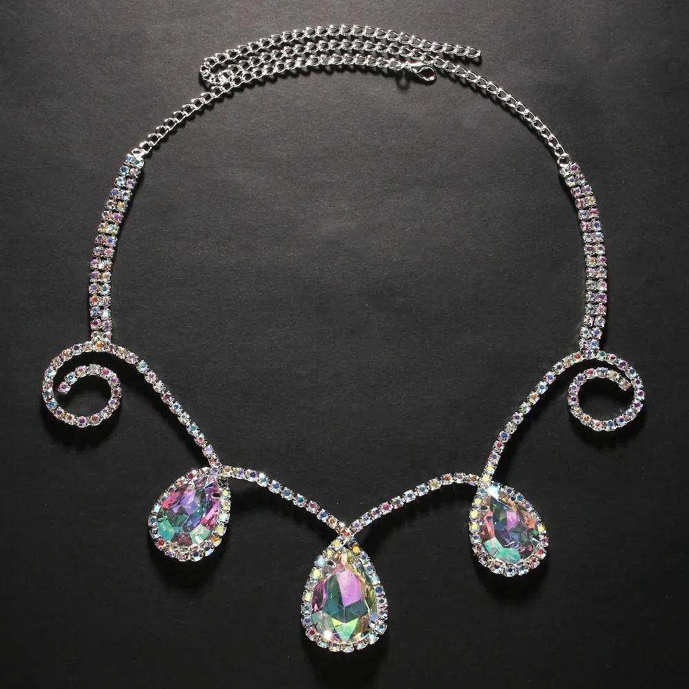 Elegant Rhinestone Drop Forehead Head Chain Headwear Jewelry Belly Dance Tiaras Accessories Luxury Crystal Headband for Women