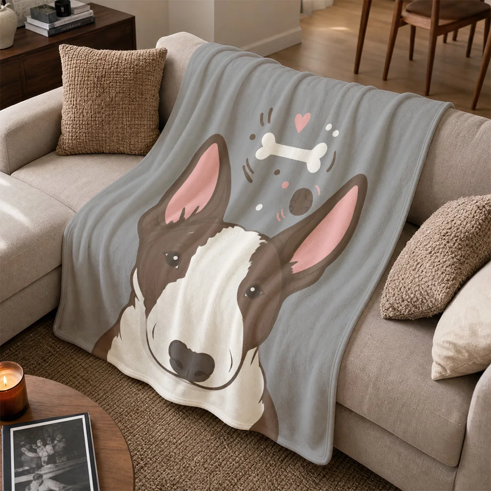 Large Cozy Dog Head Print Throw Blanket Sofa Couch Home Decor Pet Lover Gift Idea Plush Throws for Living Room