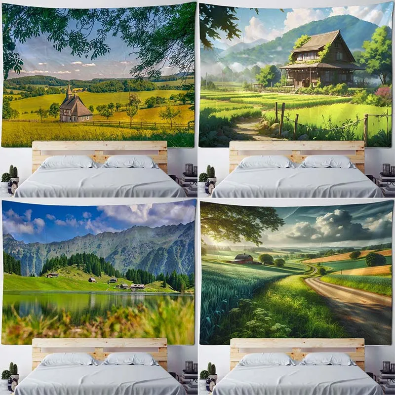 Home Wall Decoration Tapestry Country Cabin Field Background Office Living Room Tapestry