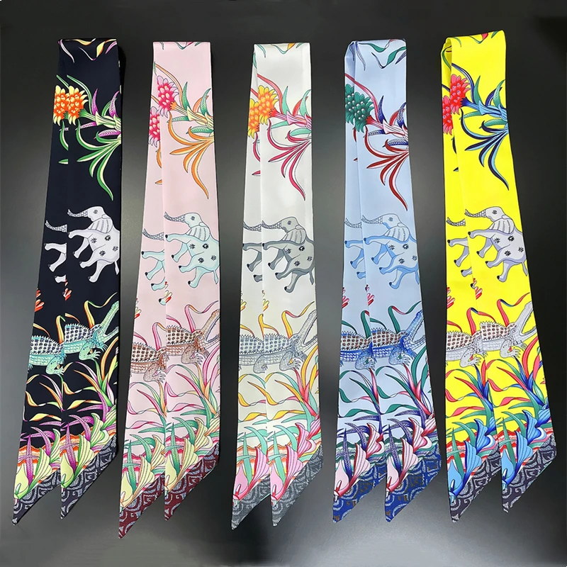 

Elegant Ladies Neck Silk Scarf Fashion Hairband Handbag Wrap Scarf Ribbon Small Long Scarf Headband Foulard Women's Headscarf