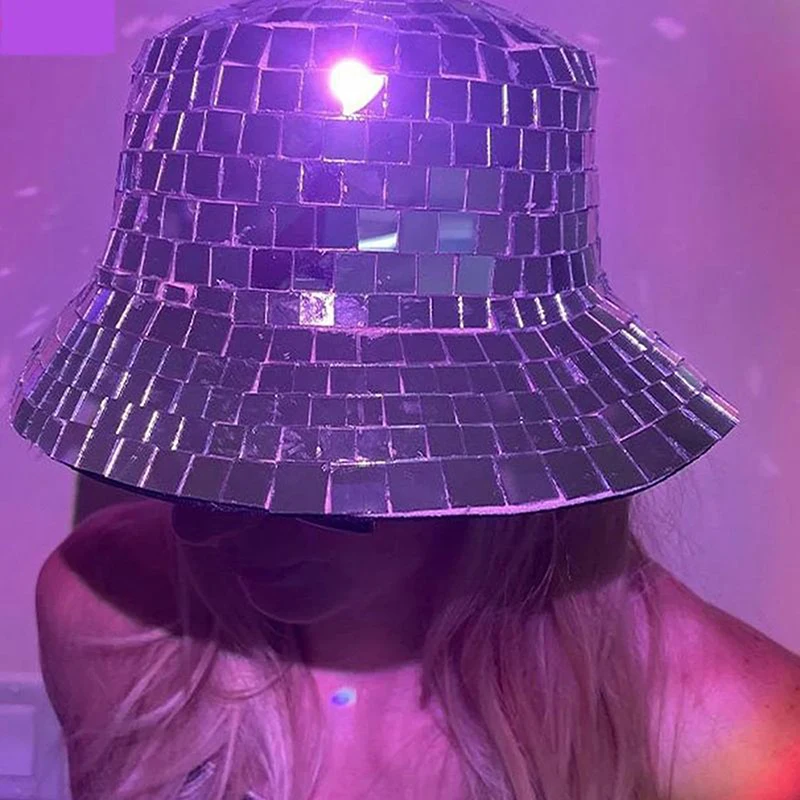 Women's Bucket Hat Double Sided Glitter Sequin Bucket Hat Girls Teen Outdoor Travel Sequin Disco Bucket Hat