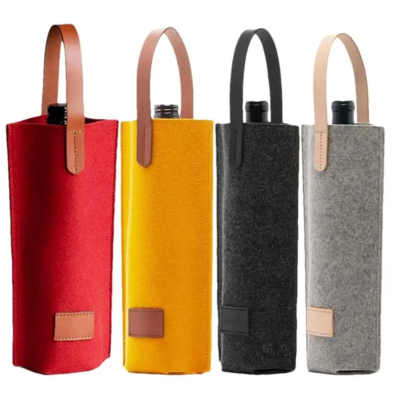 Bolsa de vino de fieltro, botella individual, bolsa aislante para botella, bolsa transportadora de vino, enfriador de vino acolchado, regalo para amantes del vino o boda