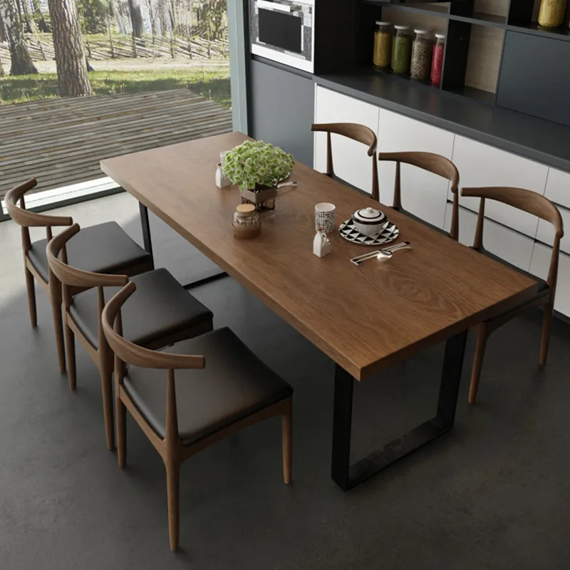 American retro solid wood dining table home table restaurant hotel dining table and chair combination