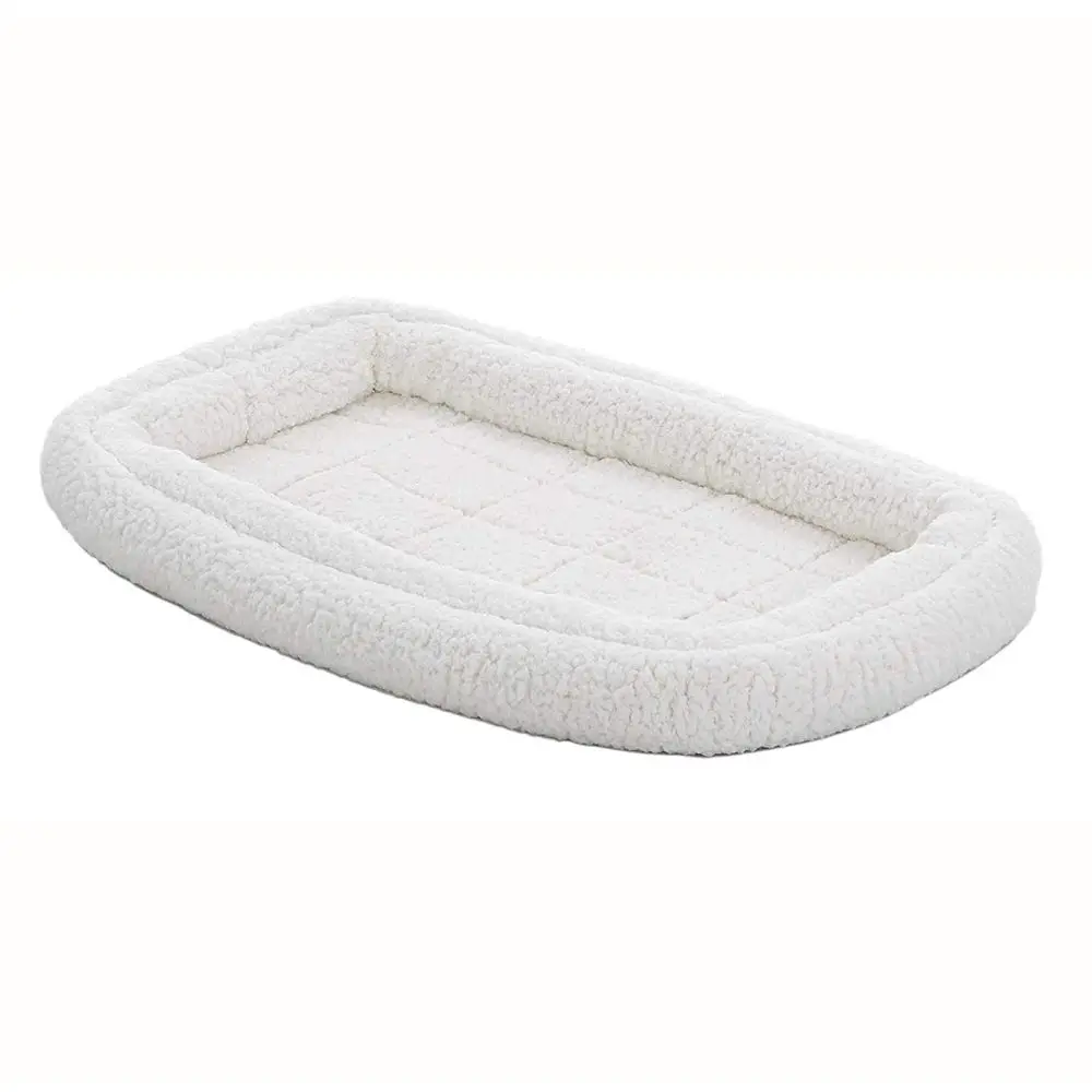 

Intermediate QuietTime Double Bolster Pet Bed, White Plush 36Inch Crate Mat with Stacked Bolsters, Machine Wash, Secure Fit wit