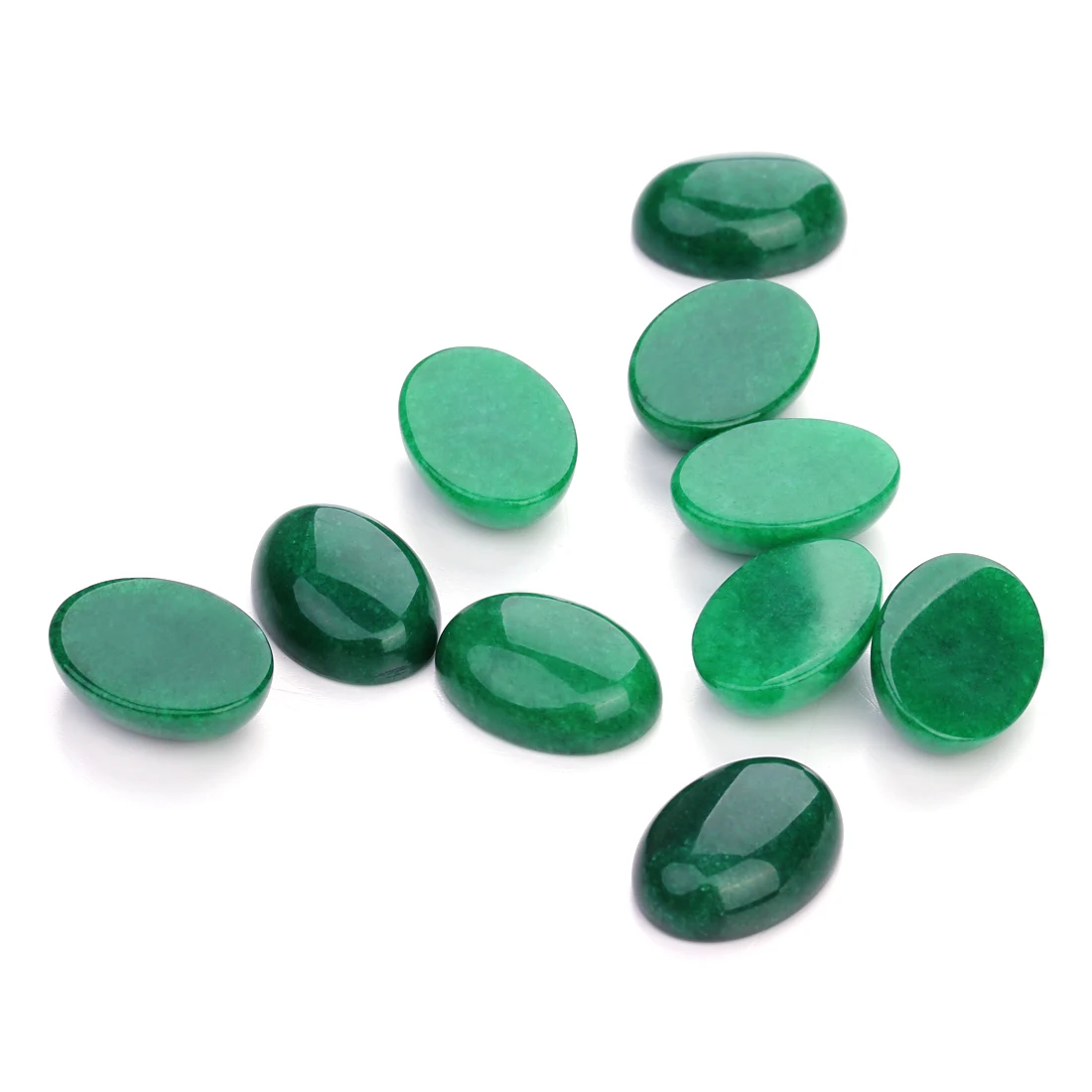 10pcs/lot 10*14/13*18/18*25mm Green Jade Cameo Cabochon Natural Stone Beads Diy Cabochon Setting Findings Jewelry Making F5018