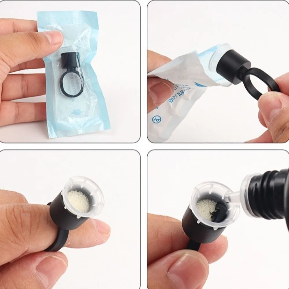 With Sponge Disposable Ring Cup Black/Pink No Divider Microblading Pigment Holder Individually Package Medium Holder
