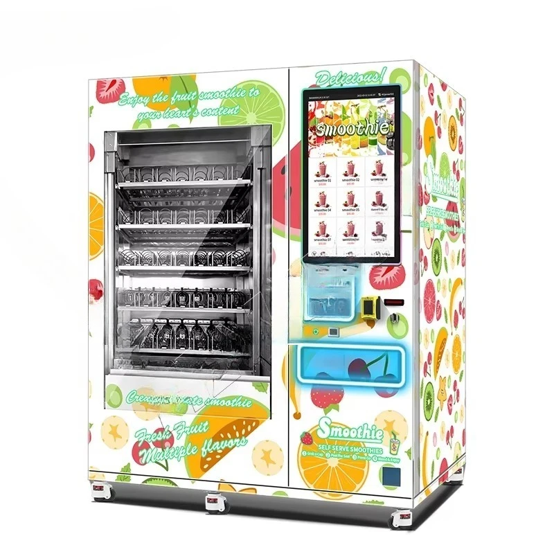Vending Machine Supplier Frozen Real Fruit Smoothies and Soft Drinks Mixed Vending Machine with SDK Function