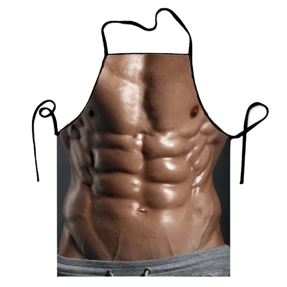 Laugh & Protect: Durable KitchenStylish Muscular Man Design  Apron Perfect for Everyday Cooking & Tasks