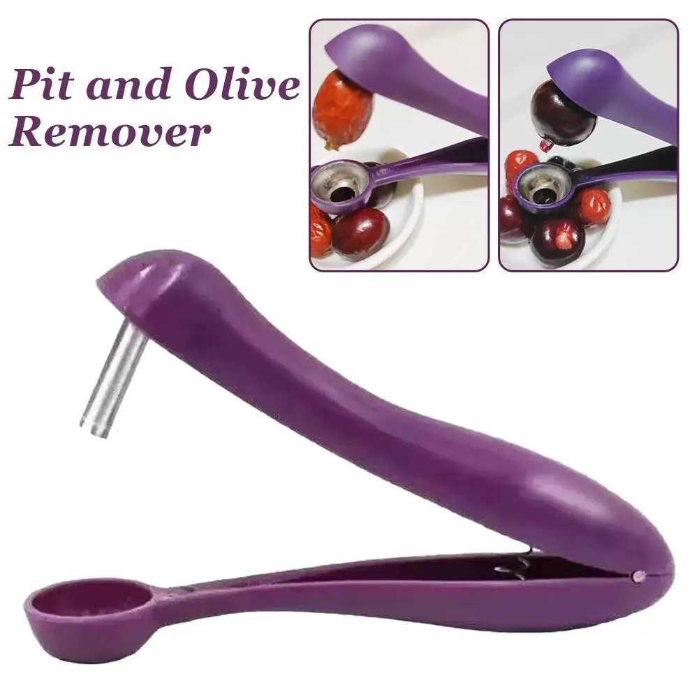 Cherry Pitter Tool Portable Fruit Seed Remover For Toddler Snack Prep Fast And Safe Pitting For Cherries And Jujubes Purple