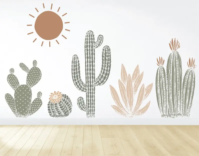 Cactus Wall Decals / Cactus Wall Decor / Boho Wall Art / Cactus Wall Art / Removable Wall Decals