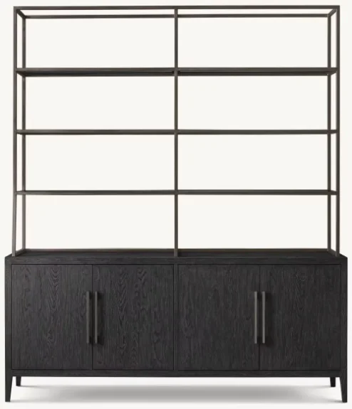 Custom Furniture Promotion Portable Modern Solid Wood Four Door Open Bookcase Dining Side Cabinet Locker