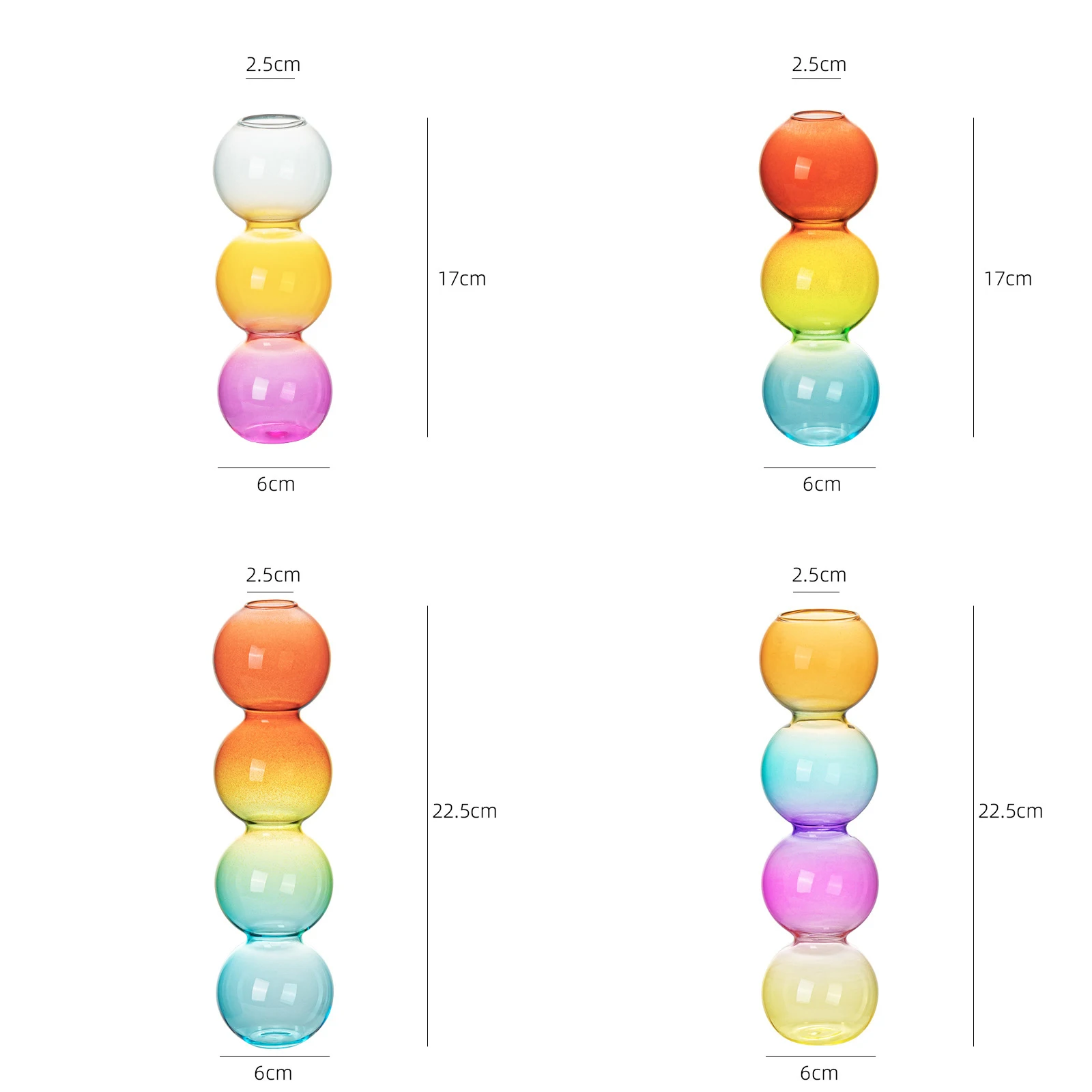 1Pc Gradient Bubble Glass Reed Diffuser Bottle Empty Aromatherapy Essential Oil Container Modern Home Fragrance Decor Ornament
