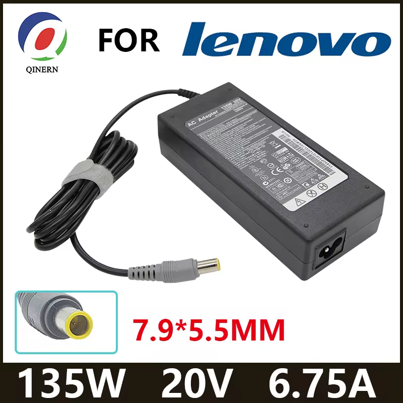 Cargador de corriente para portátil, adaptador de 20V, 6,75a, 135W, 7,9x5,5mm, CA, para Lenovo ThinkPad T430s, T510, T530, T520, T520i, W510, W520, W530, 2P, 45N005