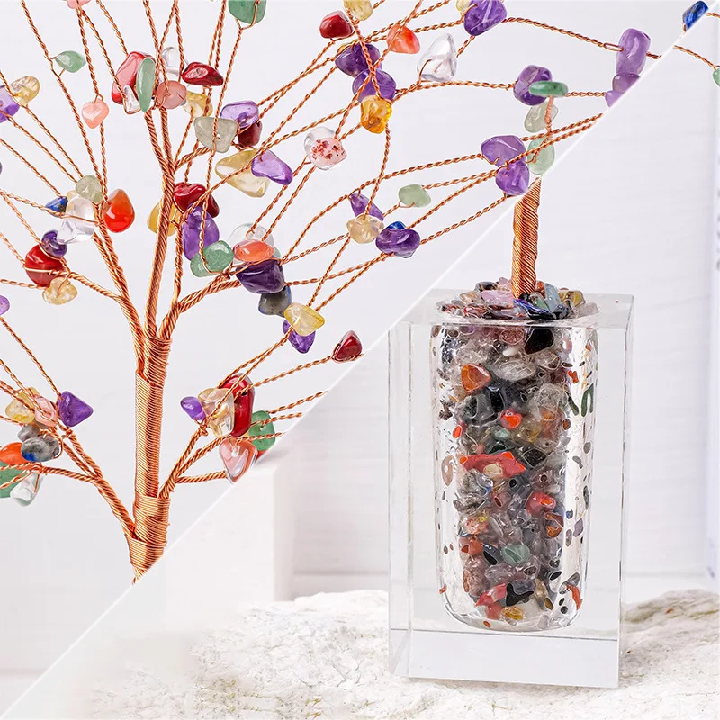 Feng Shui Luxury Home Decor Wealth-Attracting Crystal Money Tree Ornament for Living Room TV Cabinet Office Desk Decor Office De