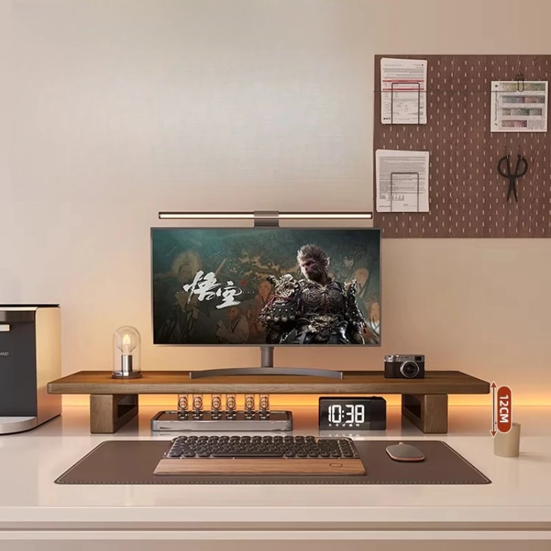 

Stable Solid wood desktop computer monitor heightening rack desktop storage rack walnut bracket desk