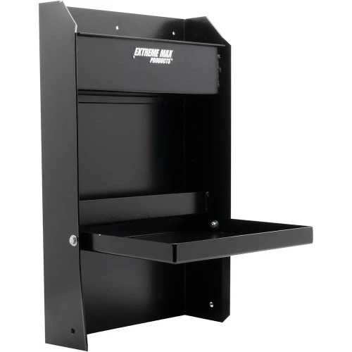 

Настенный рабочий шкаф Extreme Max 5001.6119 Junior с выдвижным лотком для инструментов и держателем для бумажных полотенец или органайзером.