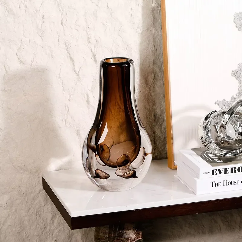 Elegant Murano Glass Vase Modern Crystal Ornament Custom Floral Home Decor Piece for Living Room Table Centerpiece Stylish