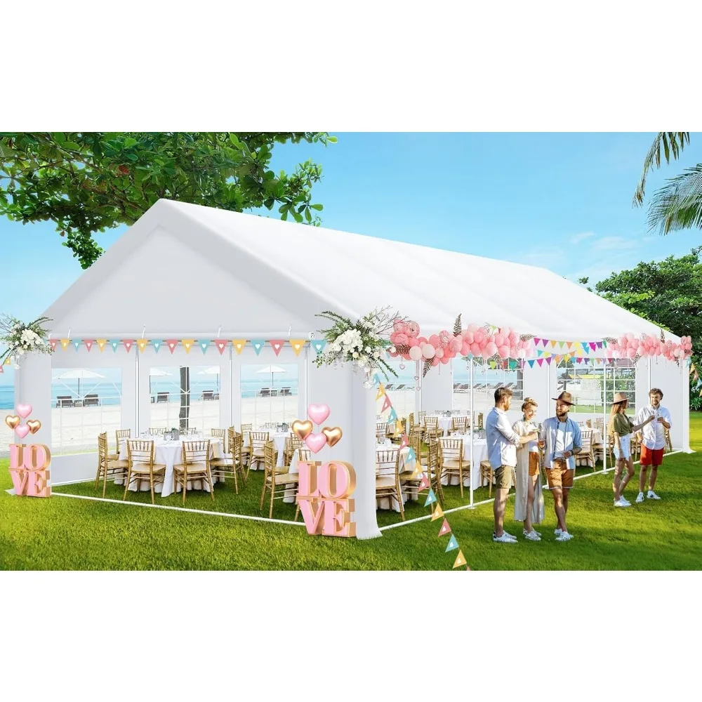 

16x32FT Party Tent Heavy Duty Outdoor Gazebo White Event Shelter Wedding Canopy Tent for Parties Carport BBQ Commercial