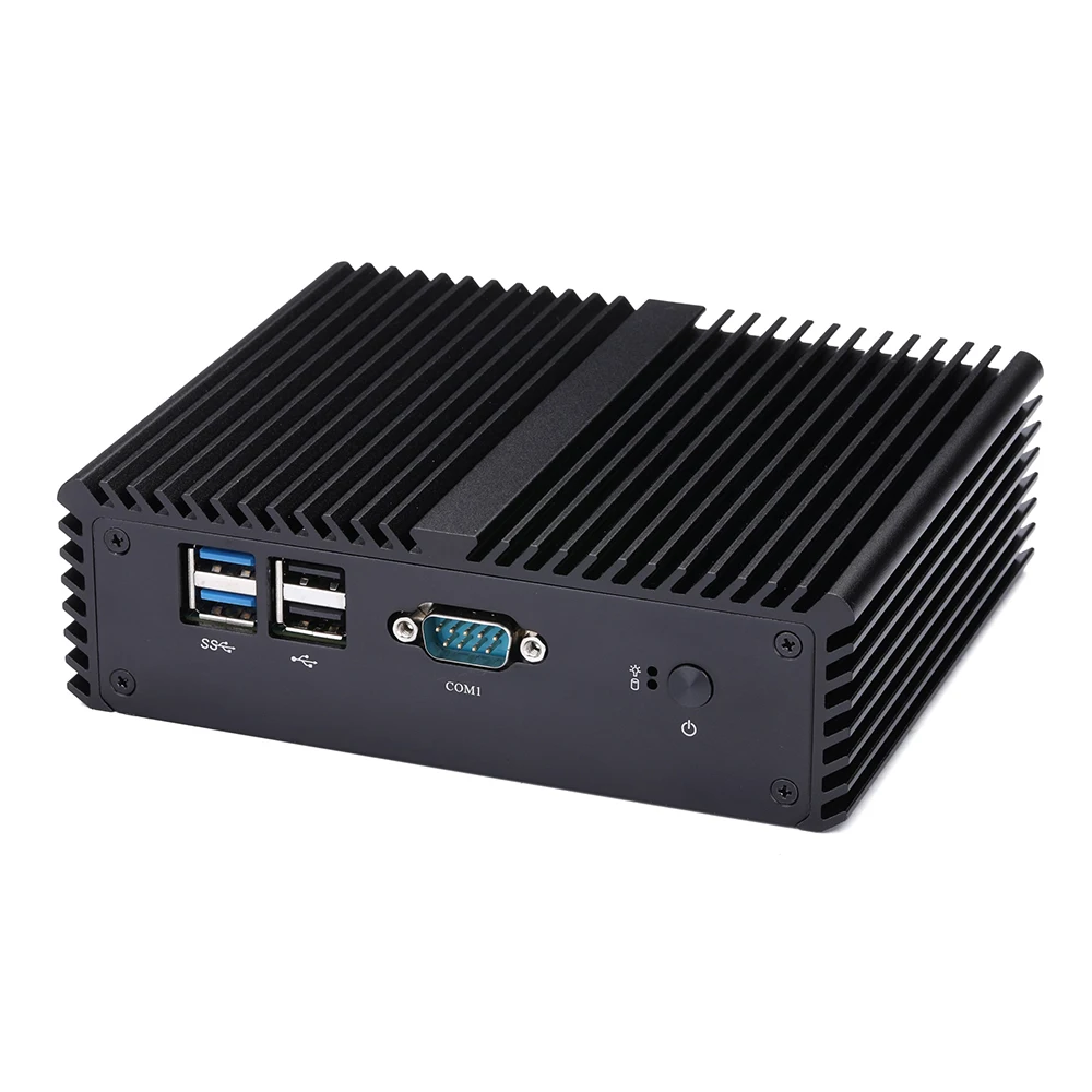 Fanless Dual LAN Mini PC J3710 Quad Core Processor TDP 6.5W 4x RS232 Fanless Mini PC X86 2xHD 1x DP Linux/Win 7/8/10