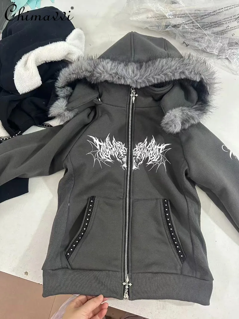 

Оригинальная японская субкультура, тонкий воротник-стойка, утолщенный большой меховой воротник, короткая куртка, зимнее новое пальто в стиле панк с длинными рукавами, топ