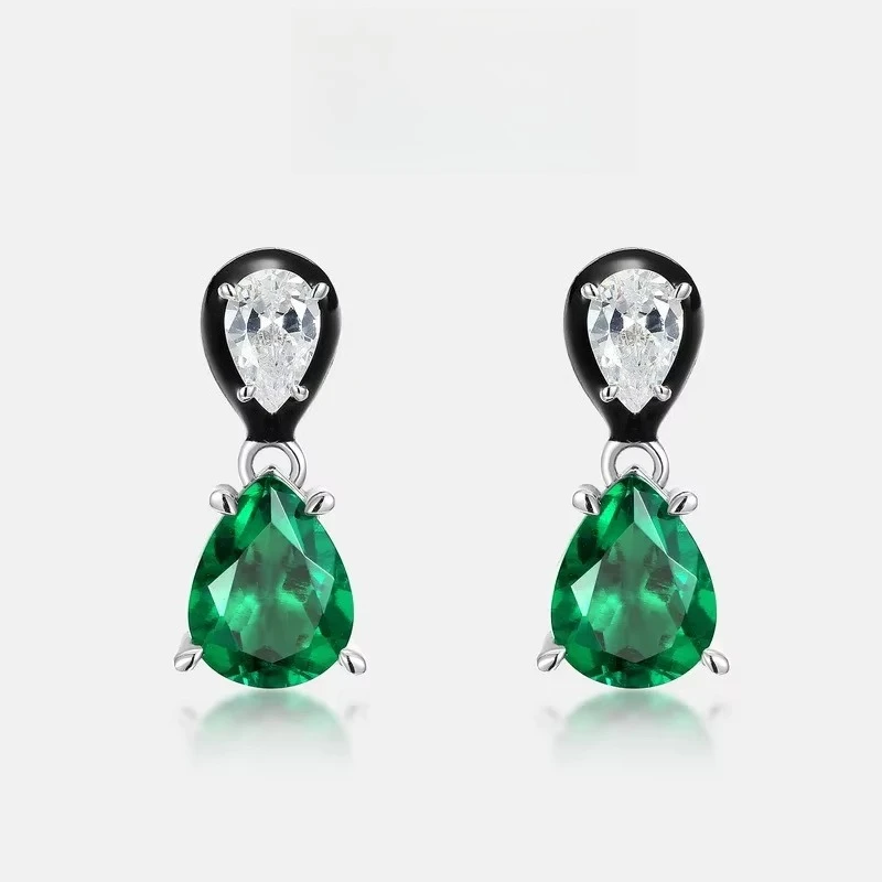

Shuidi Cultured Jade Moissanite Earrings S925 Silver Plated 18K Gold PT950 Platinum Retro Earrings