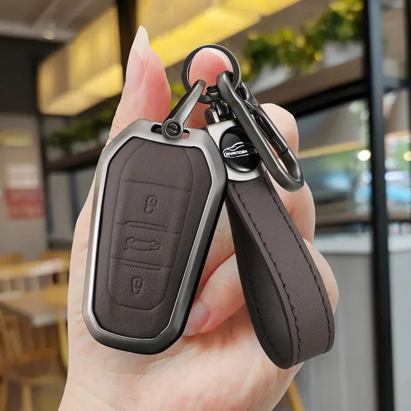 

Car Key Case Cover For Peugeot 308 408 508 2008 3008 4008 5008 For Citroen C4 C4L C6 C3-XR Picasso Leather Fashion Rope Keychain