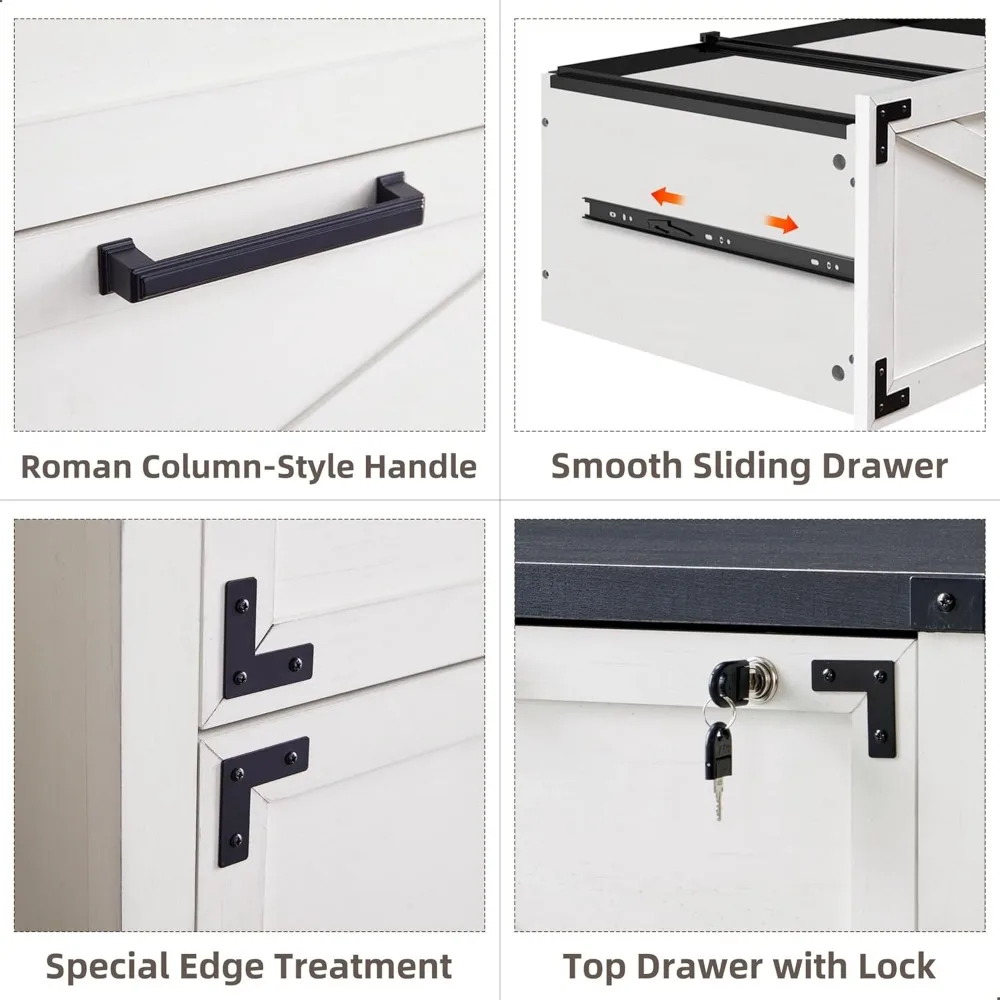 Lateral Filing Cabinet with Lock for Home Office - 2 Drawer, Suitable for Legal and Letter Sizes, A4 F4 Compatible Storage Solut
